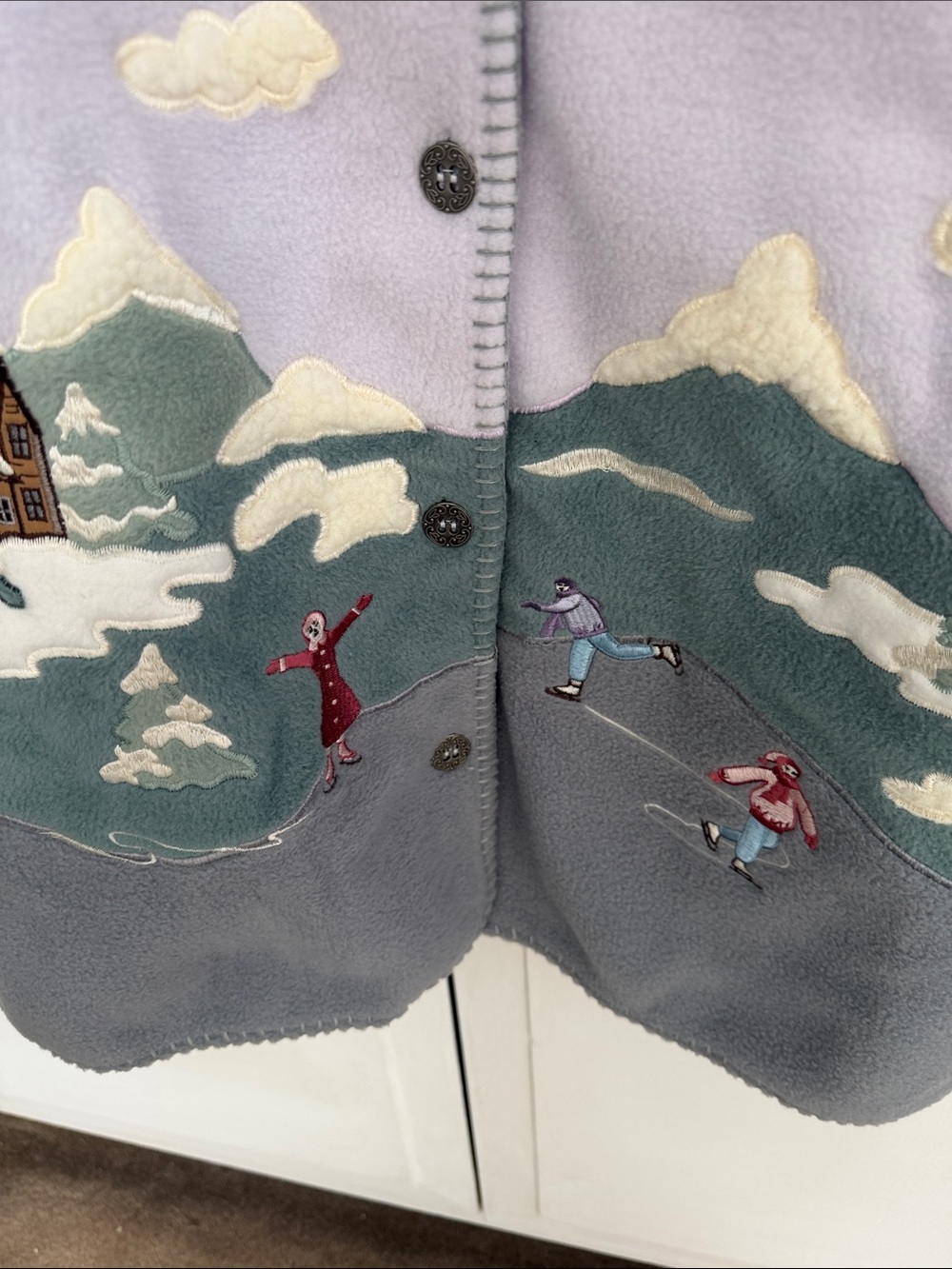 Karen Scott Light Lavender Fleece Scenic Button-Up Jacket - Picture 3 of 7